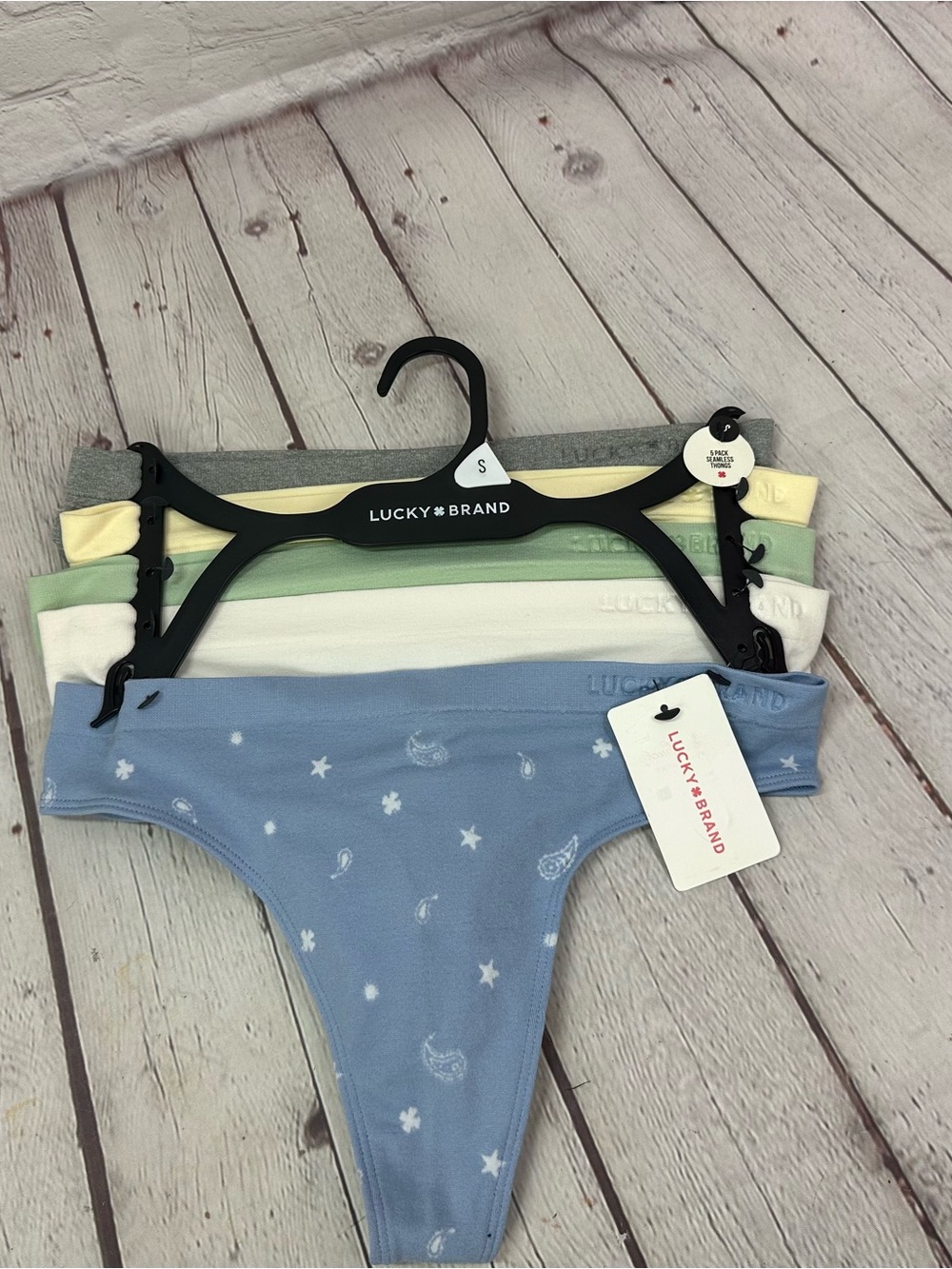 Lucky Brand Girls Multicolor seamless Thong Set - Blue, White, Green, Yellow,